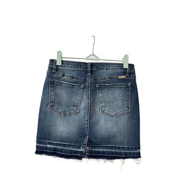 KanCan Los Angeles Womens Distressed Denim Mini Skirt With Frayed Hem Size 24 - Picture 2 of 4